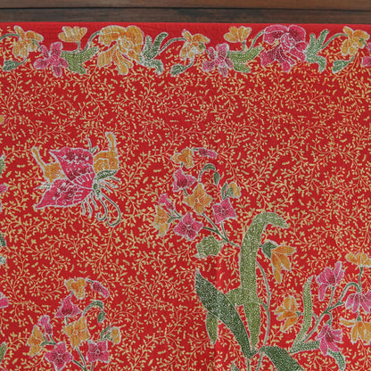 JavaPitu - Sarung Batik Cap Rayon Paris Handmade - Bunga Magnolia - 6407
