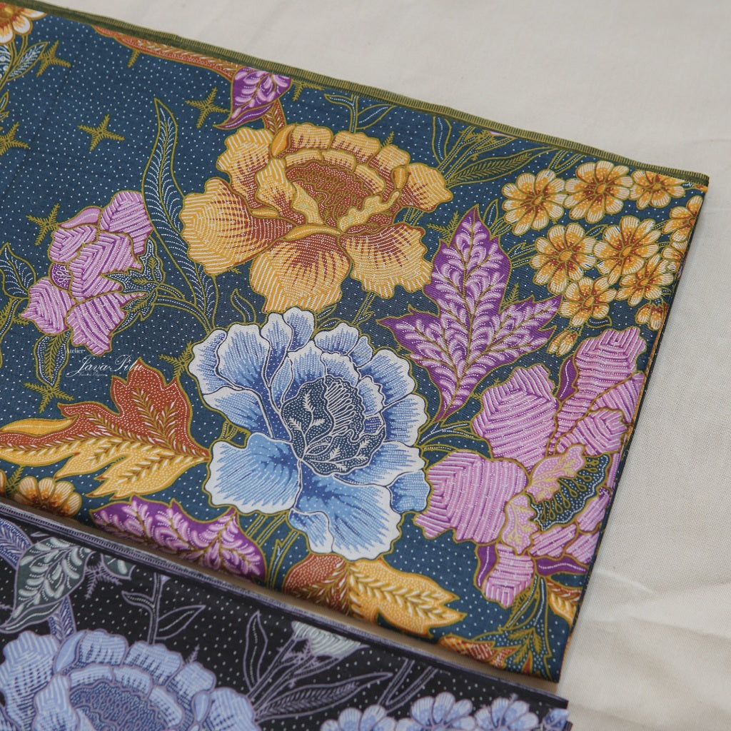 JavaPitu - Kain Batik Halus - DjawaBaru - Magnolia Hijau Biru - 6431 Kain Lilit - Sarung Lilit