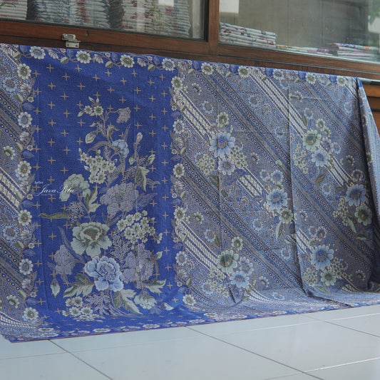 JavaPitu - Kain Batik Halus - DjawaBaru - Magnolia Biru - 6431 - Kain Lilit - Sarung Lilit