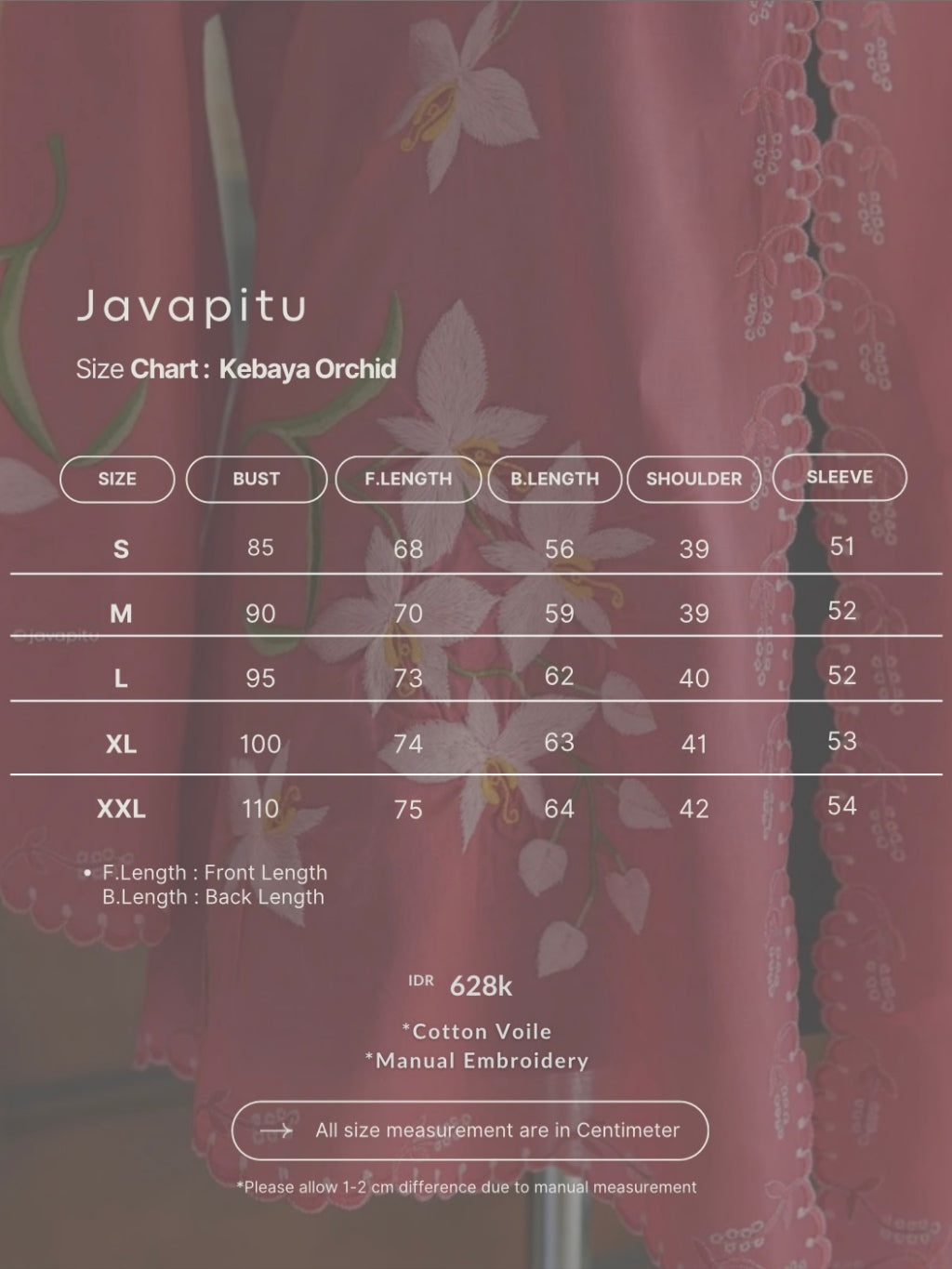 Kebaya JavaPitu - OrchidFlower - Handmade Embroidery