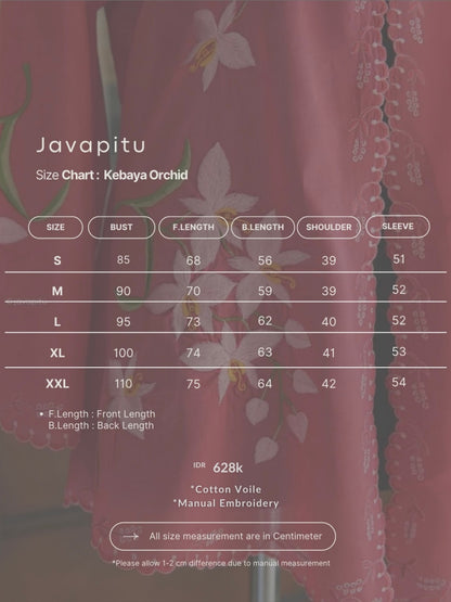 Kebaya JavaPitu - OrchidFlower - Handmade Embroidery