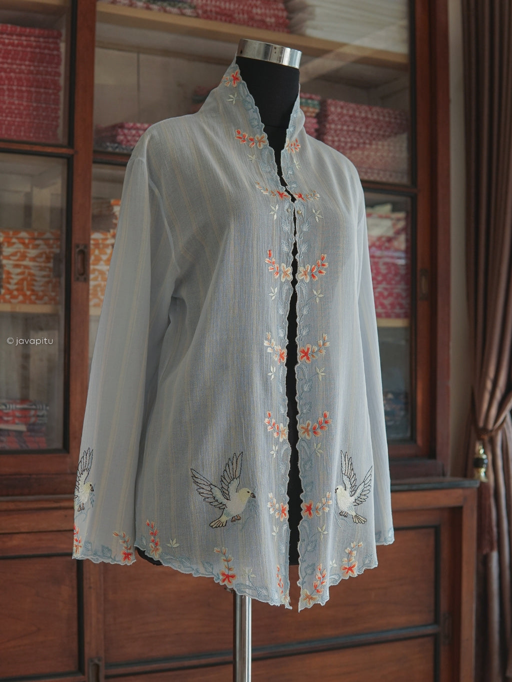 Kebaya Harmony Nest Blue by JavaPitu - Handmade Embroidery