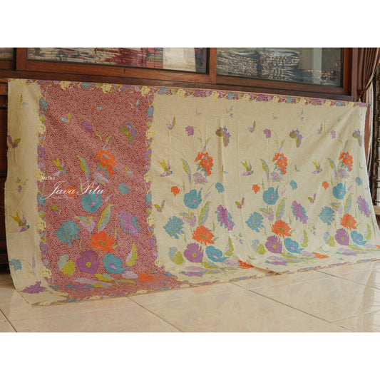 Batik Textile - Bunga Magnolia - BurgundyAura