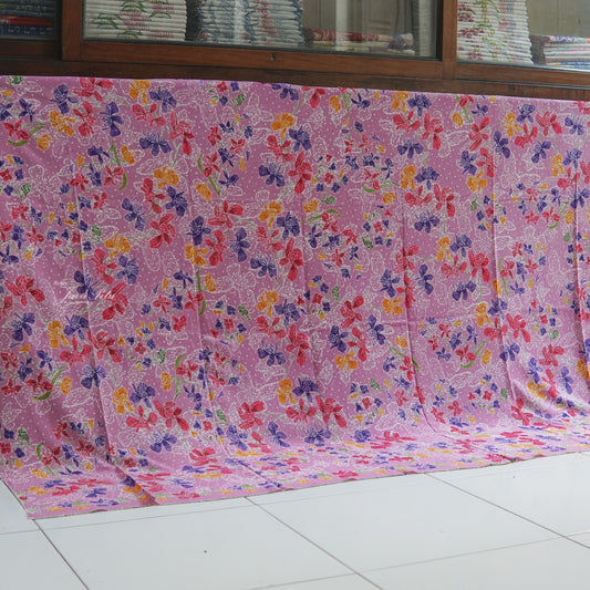 JavaPitu - Kain Batik Cap Rayon Paris Handmade - Bunga Anggrek - SweetOrchid