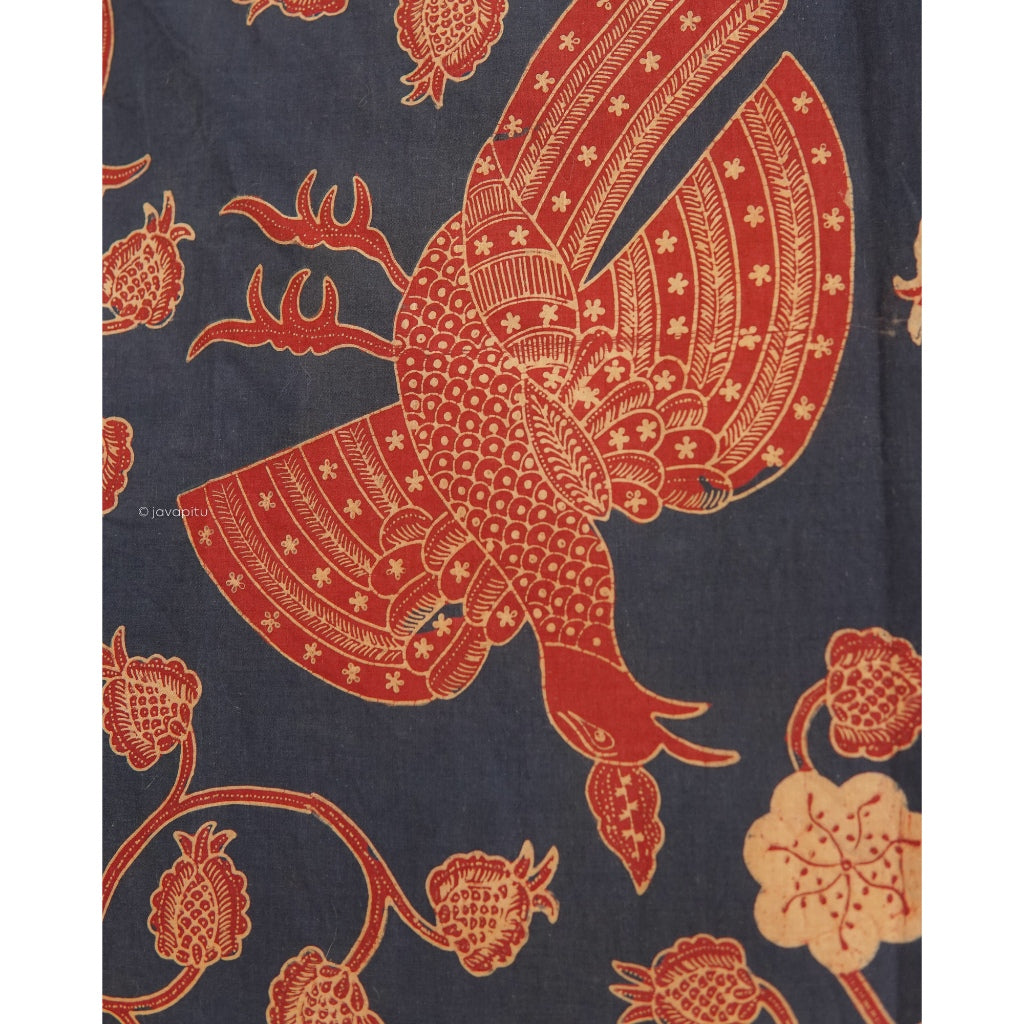 Batik Kuno Burung Merak Biru. Ca.1960