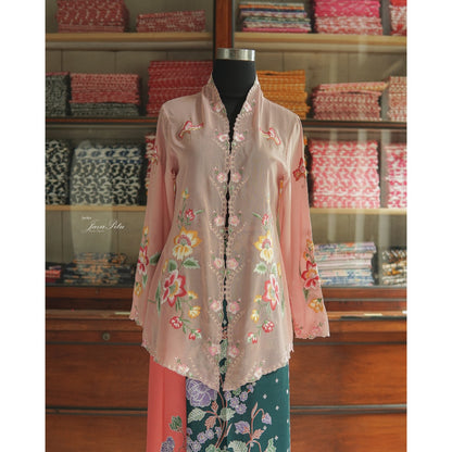 JavaPitu Kebaya Outer Katun voile Premium Pesona sekar navy - Ukuran Jumbo - 6357