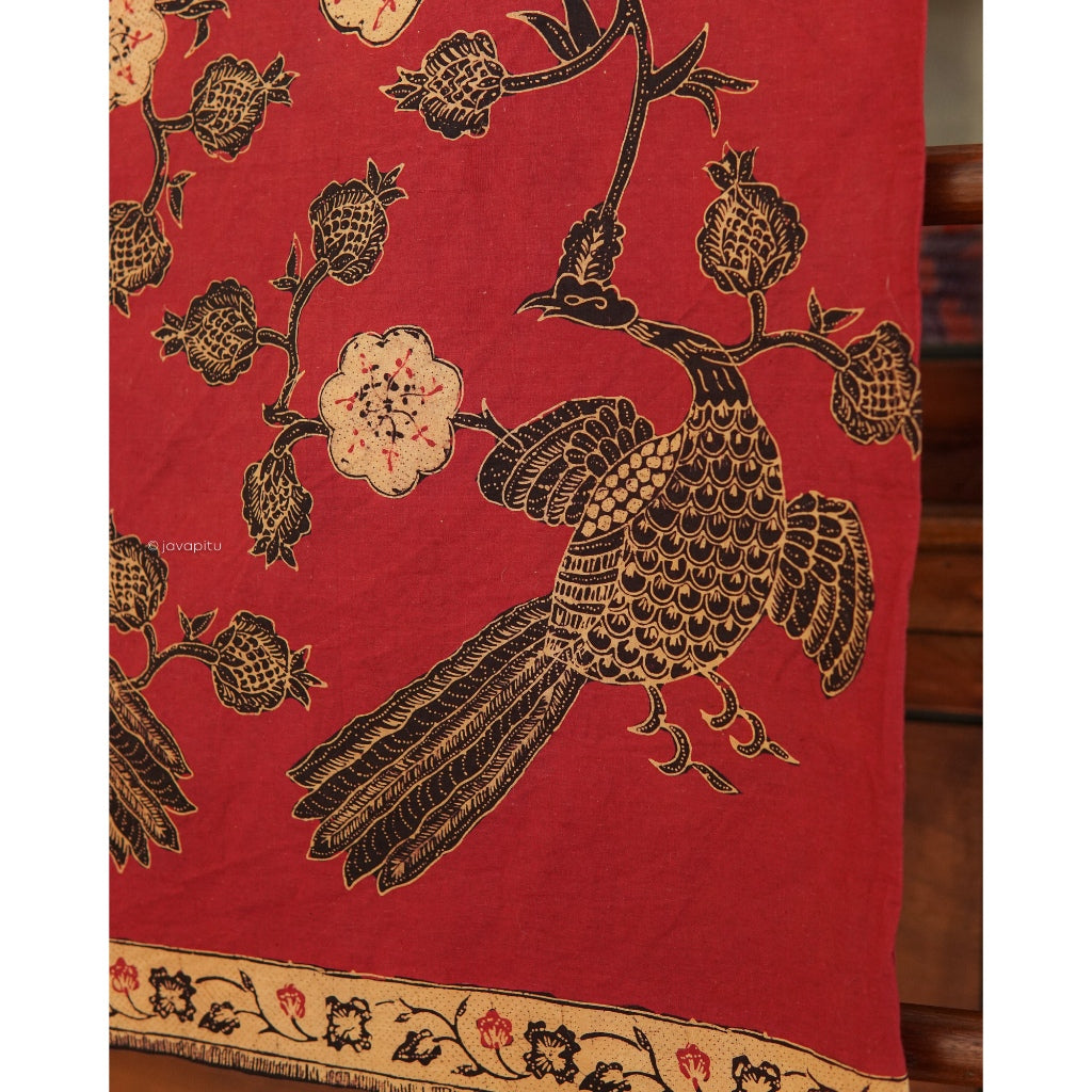 Batik Kuno Burung Merak Merah. Ca.1960