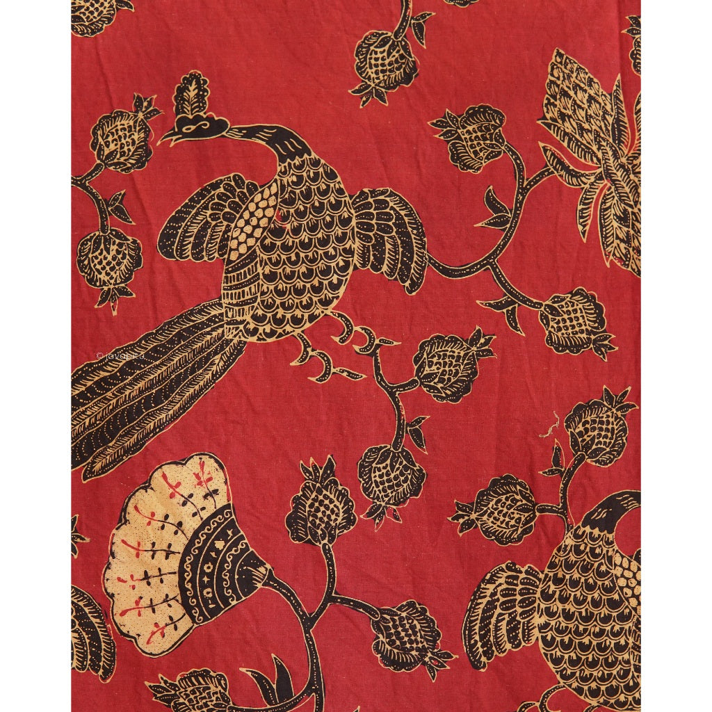 Batik Kuno Burung Merak Merah. Ca.1960