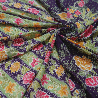 JavaPitu - Sarung Batik Cap Rayon Paris Handmade - Bunga Magnolia - LavenderSymphony