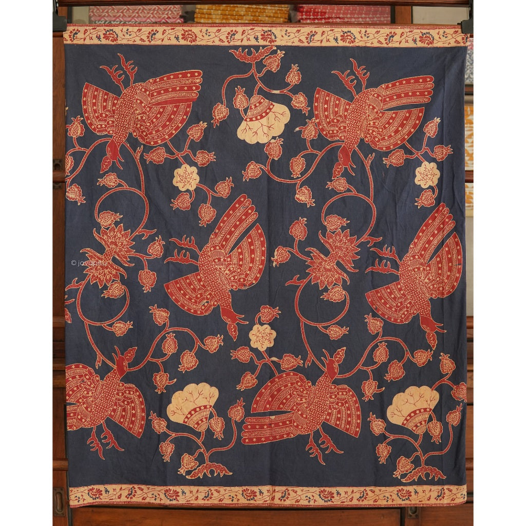 Batik Kuno Burung Merak Biru. Ca.1960