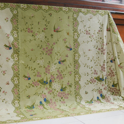 JavaPitu Kain Batik Katun Premium Bunga Sakura Warna Sage, Halus Nyaman Ukuran 200×105 cm - 6458