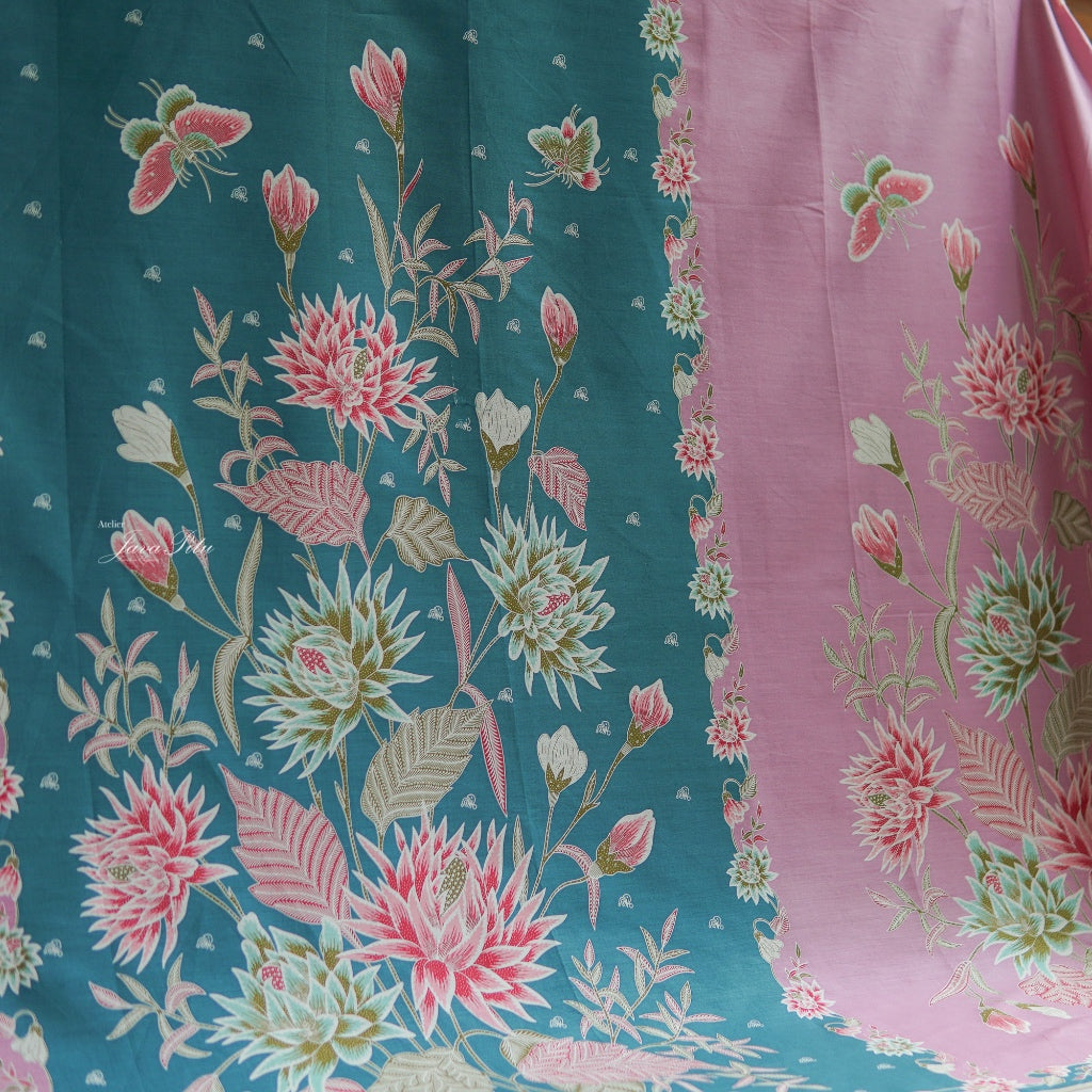 JavaPitu Kain Batik Katun Premium Bunga Chrysant Lilac Ungu Pink Halus - Ukuran 200x110 cm - 6359