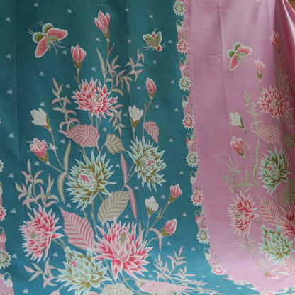 JavaPitu Kain Batik Katun Premium Bunga Chrysant Lilac Ungu Pink Halus - Ukuran 200x110 cm - 6359