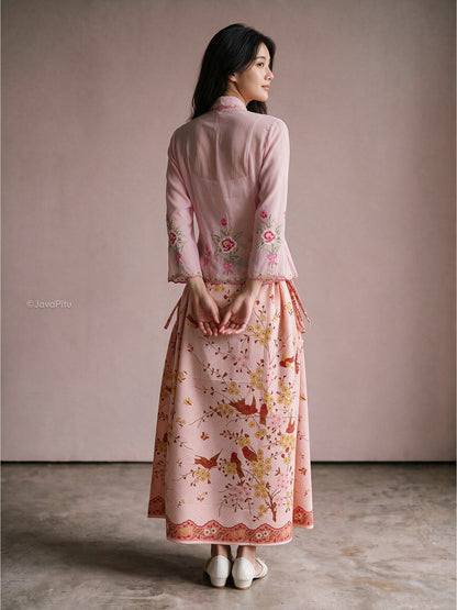 JavaPitu - Kebaya Kartini Rosalie Pink - Direct Embroidery - 6511