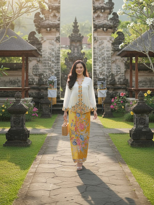 Rok Lilit Kain Lilit - Batik Katun Premium Bunga Dahlia Kuning Halus Ukuran 2 meter - 6462 JavaPitu