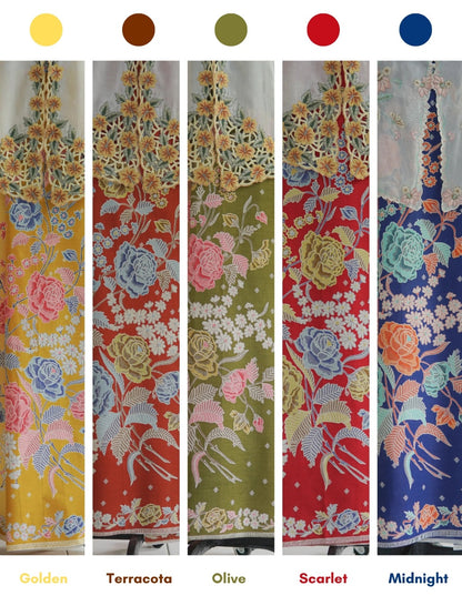 Rok Lilit Kain Lilit - Batik Katun Premium Bunga Dahlia Kuning Halus Ukuran 2 meter - 6462 JavaPitu