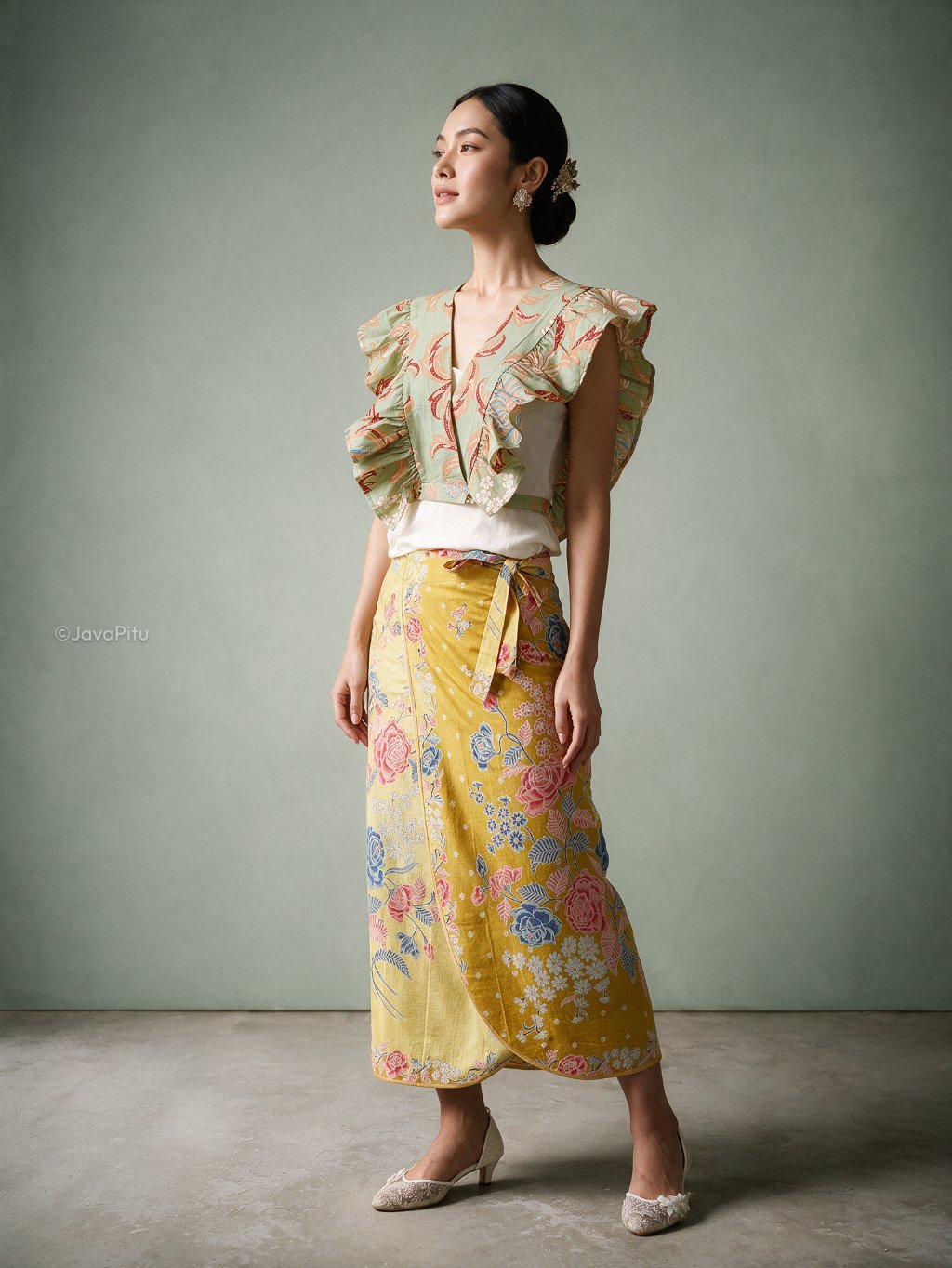Javapitu - Vest Morpho dan Rok Lilit Tulip dahlia series - All size