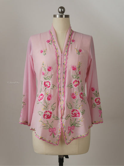 JavaPitu - Kebaya Kartini Rosalie Pink - Direct Embroidery - 6511