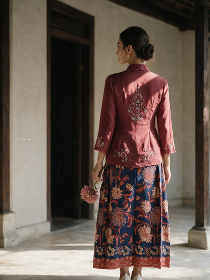 Javapitu - Kebaya Tatyana Delima Maroon - Direct Embroidery - 6517