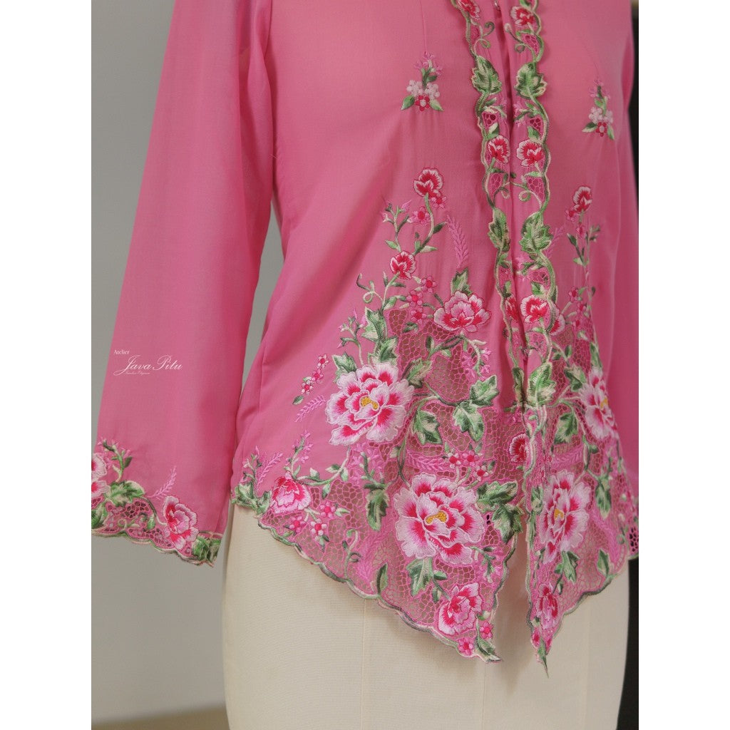 JavaPitu - Kebaya Magnolia Pink - Direct Embroidery - 6507