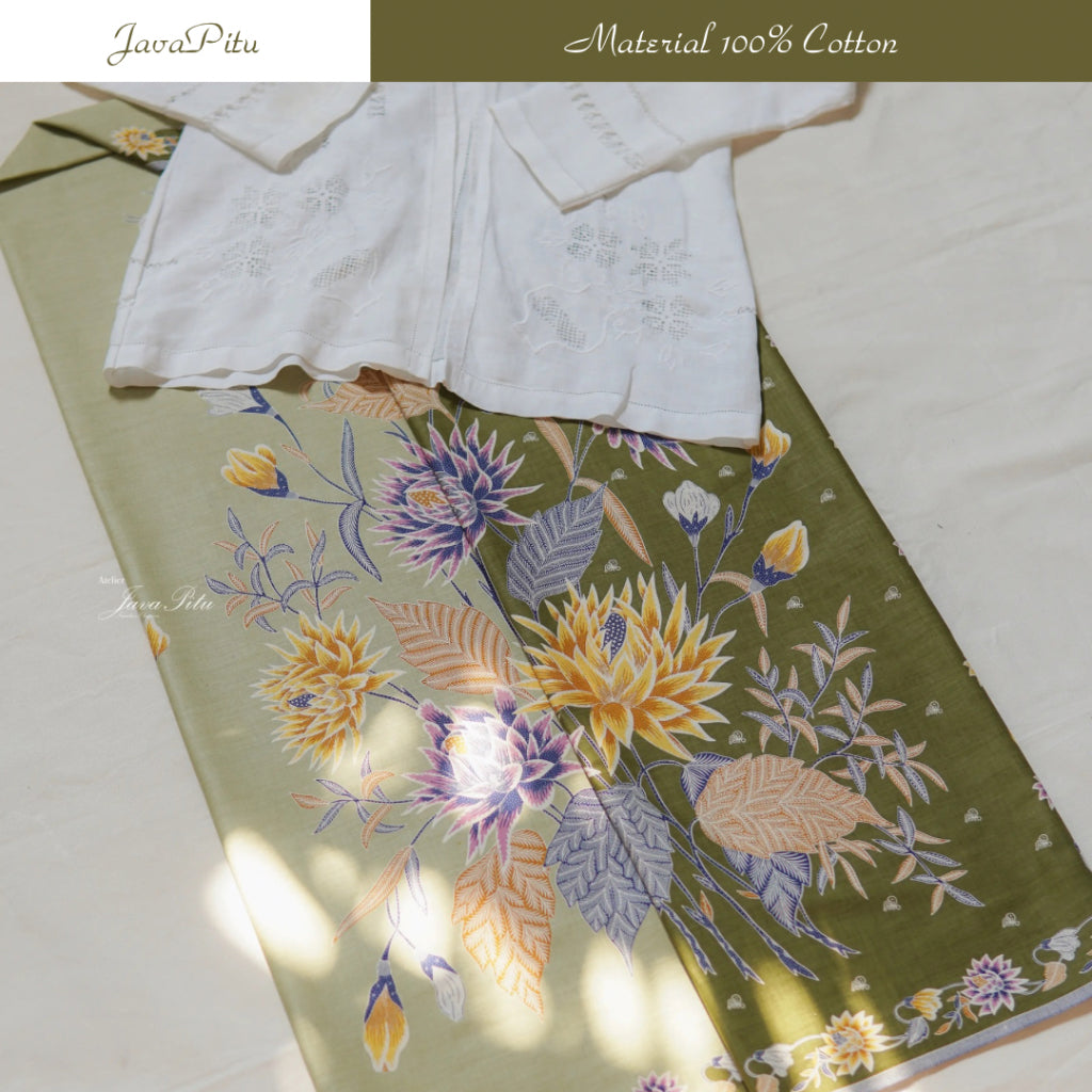 JavaPitu Kain Batik Katun Premium Bunga Chrysant Lilac Ungu Pink Halus - Ukuran 200x110 cm - 6359