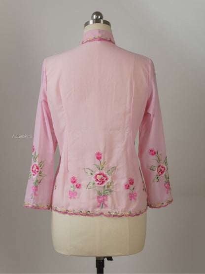 JavaPitu - Kebaya Kartini Rosalie Pink - Direct Embroidery - 6511
