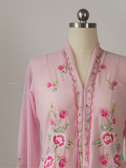 JavaPitu - Kebaya Kartini Rosalie Pink - Direct Embroidery - 6511