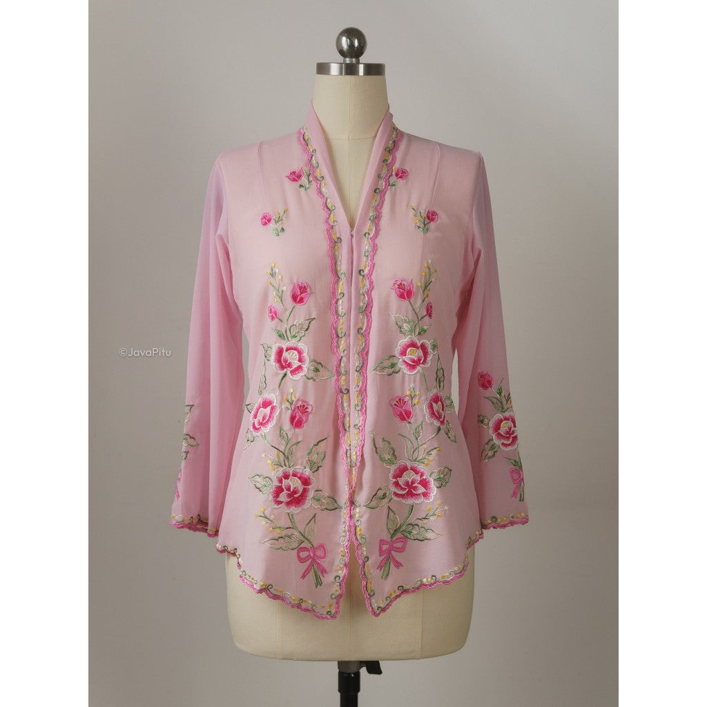 JavaPitu - Kebaya Kartini Rosalie Pink - Direct Embroidery - 6511