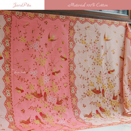 JavaPitu Kain Batik Katun Premium Bunga Sakura Warna Sage, Halus Nyaman Ukuran 200×105 cm - 6458