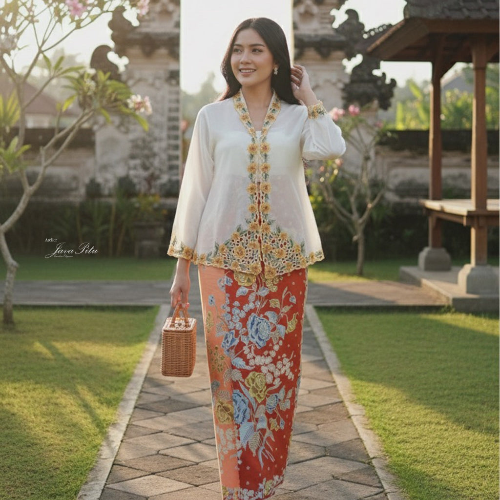 Rok Lilit Kain Lilit - Batik Katun Premium Bunga Dahlia Kuning Halus Ukuran 2 meter - 6462 JavaPitu
