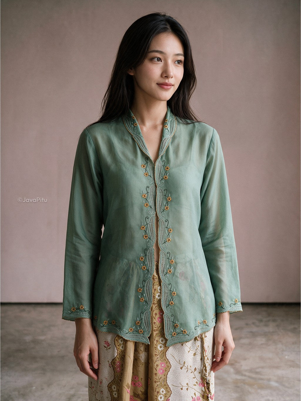 JavaPitu - Kebaya Peranakan Sage Kembang V.2 - 6503