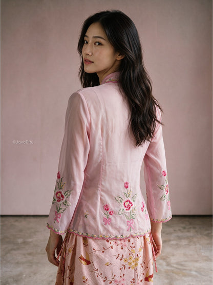JavaPitu - Kebaya Kartini Rosalie Pink - Direct Embroidery - 6511