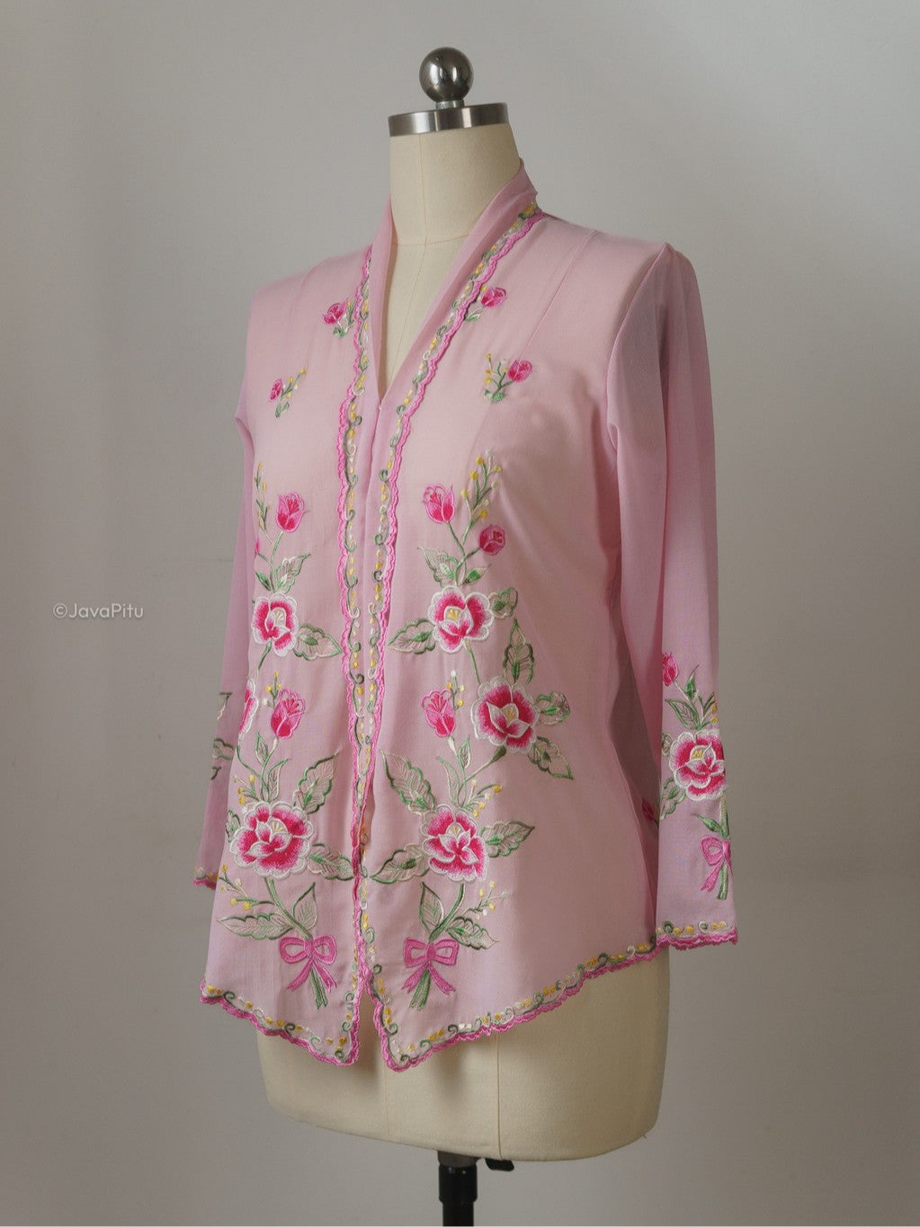 JavaPitu - Kebaya Kartini Rosalie Pink - Direct Embroidery - 6511