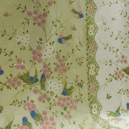 JavaPitu Kain Batik Katun Premium Bunga Sakura Warna Sage, Halus Nyaman Ukuran 200×105 cm - 6458