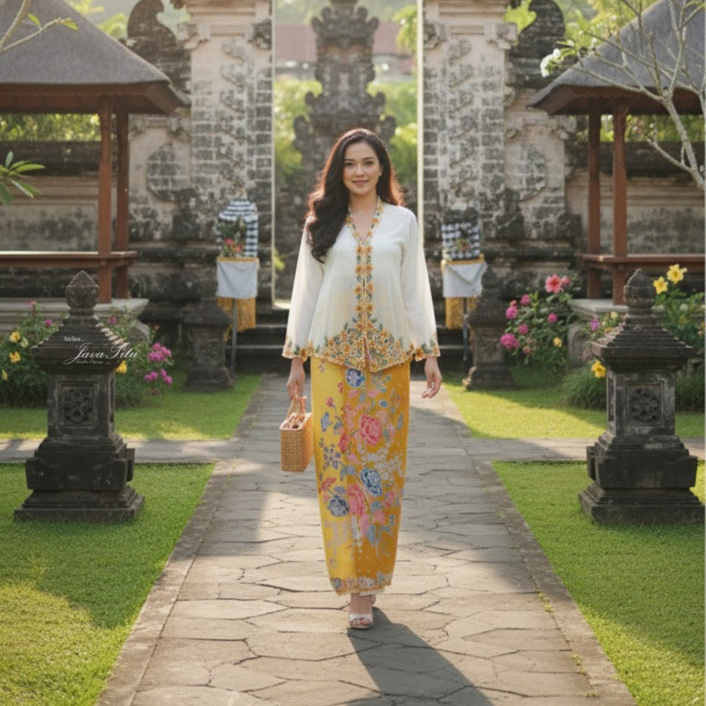 Rok Lilit Kain Lilit - Batik Katun Premium Bunga Dahlia Kuning Halus Ukuran 2 meter - 6462 JavaPitu