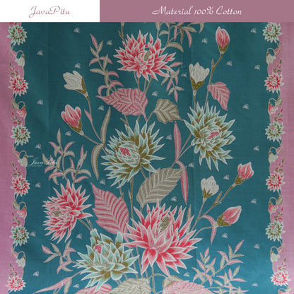 JavaPitu Kain Batik Katun Premium Bunga Chrysant Lilac Ungu Pink Halus - Ukuran 200x110 cm - 6359