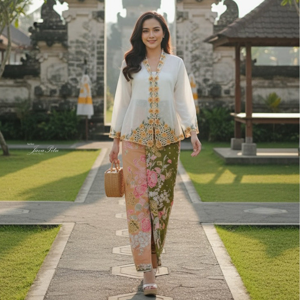 Rok Lilit Kain Lilit - Batik Katun Premium Bunga Dahlia Kuning Halus Ukuran 2 meter - 6462 JavaPitu