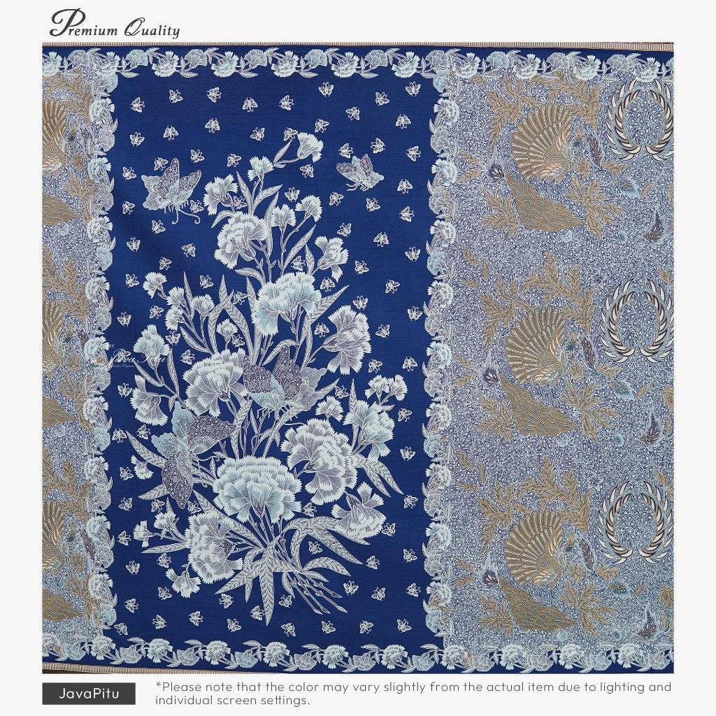 JavaPitu Kain Batik katun Premium Sawat Merak warna Emerald Soga - Rok lilit, 2 meter- 6469