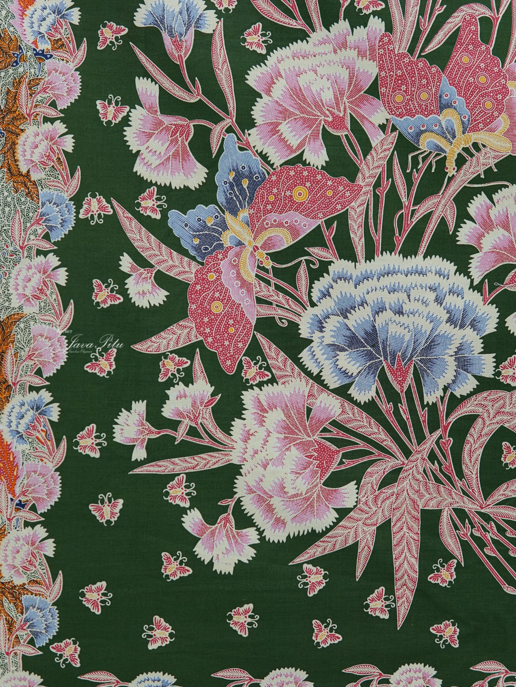 JavaPitu Kain Batik katun Premium Sawat Merak warna Emerald Soga - Rok lilit, 2 meter- 6469