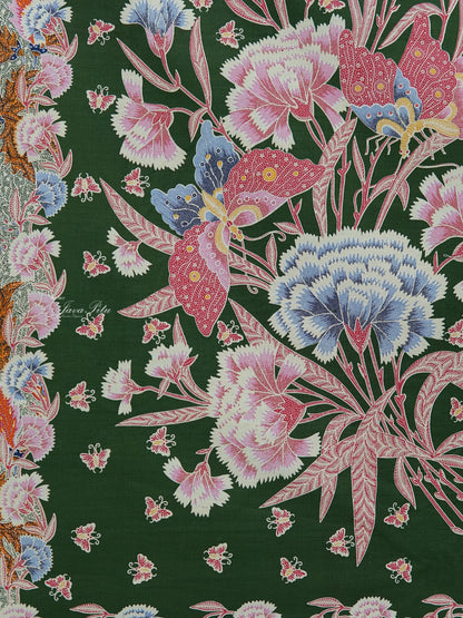 JavaPitu Kain Batik katun Premium Sawat Merak warna Emerald Soga - Rok lilit, 2 meter- 6469