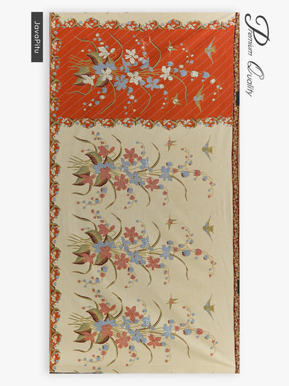 JavaPitu Kain Batik katun Premium Lily of the Valley warna MochaCream - Rok lilit, 2 meter- 6468