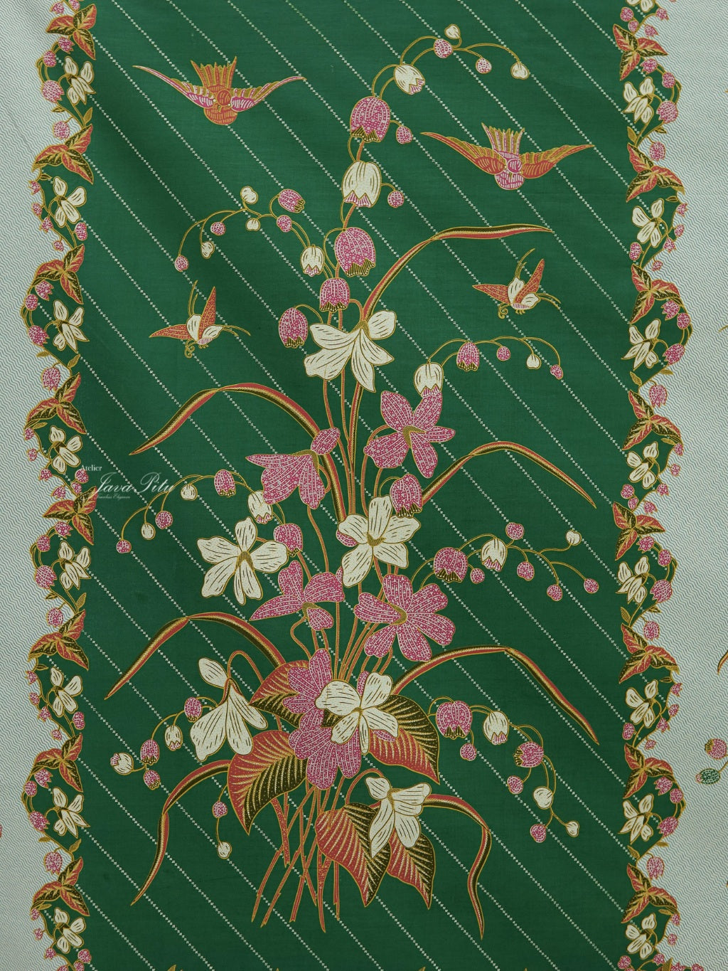 JavaPitu Kain Batik katun Premium Lily of the Valley warna EmeraldMeadow - Rok lilit, 2 meter- 6468