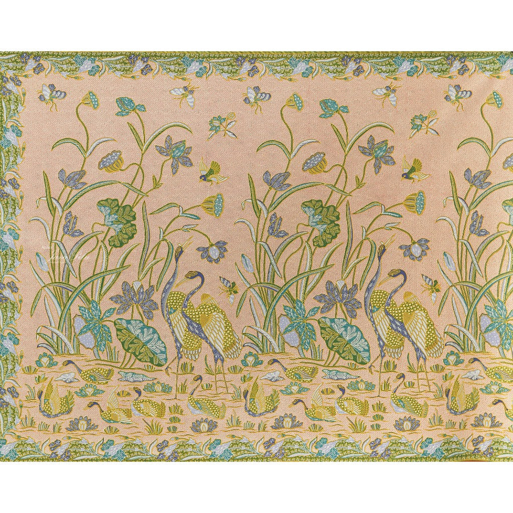 JavaPitu Rok Lilit - Kain Batik katun Premium bunga LotusGarden Hijau, Halus 2 meter - 6463