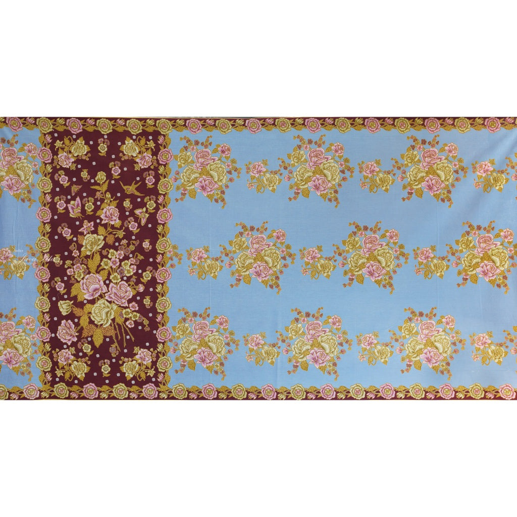 JavaPitu Rok Lilit Batik - Bahan katun Premium Taman laras Burgundy Biru, Halus 2 meter-6476