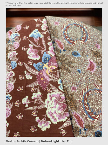 JavaPitu Kain Batik katun Premium Sawat Merak warna Coklat - Rok lilit, 2 meter- 6469