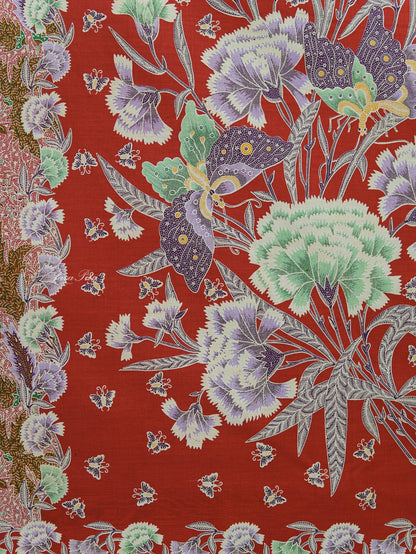 JavaPitu Kain Batik katun Premium Sawat Merak warna ClayRed - Rok lilit, 2 meter- 6469