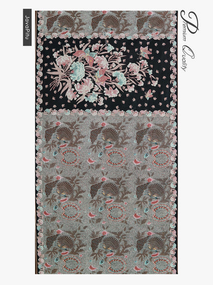 JavaPitu Kain Batik katun Premium Sawat Merak warna BlackVelvet - Rok lilit, 2 meter- 6469