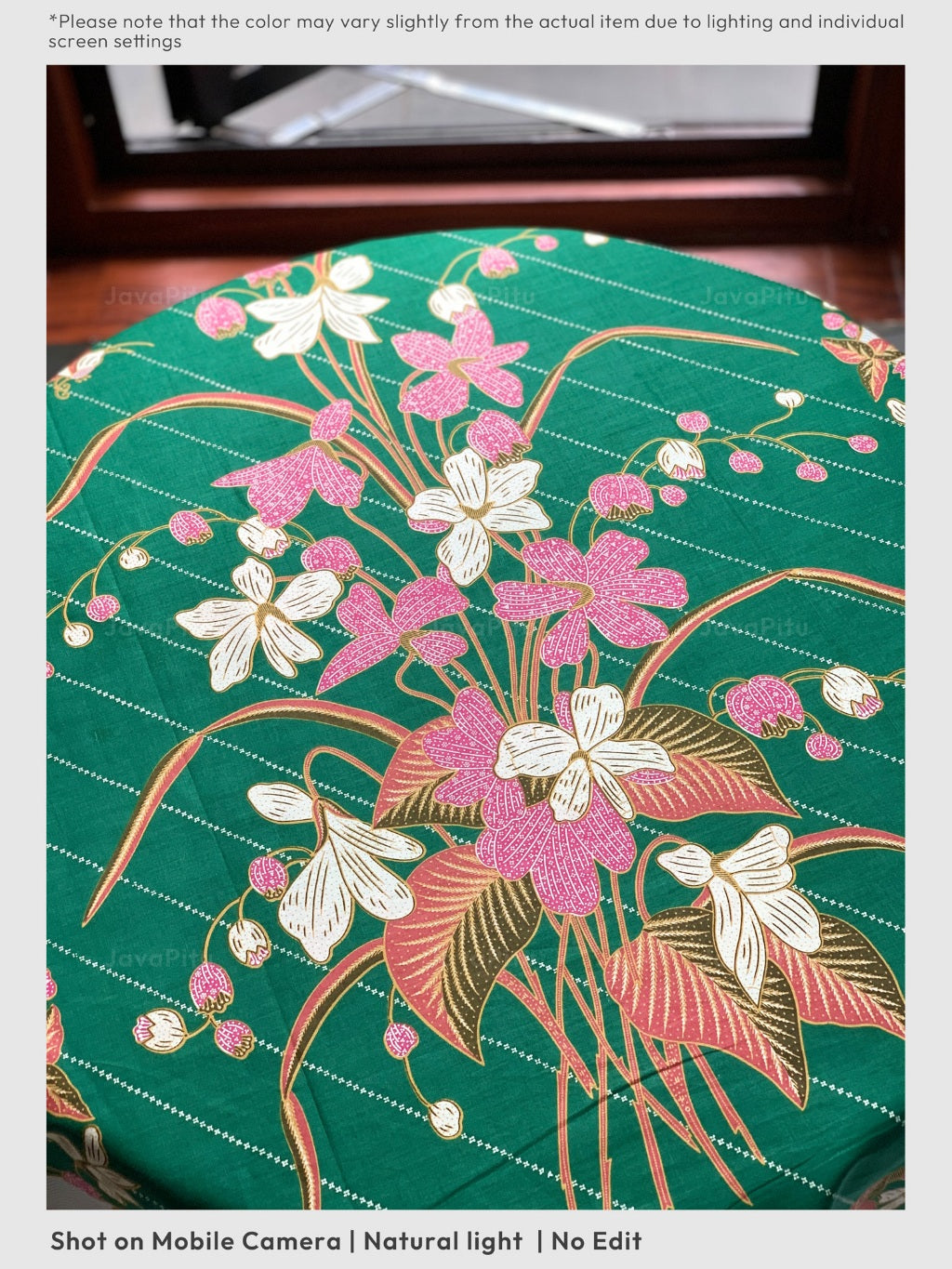 JavaPitu Kain Batik katun Premium Lily of the Valley warna EmeraldMeadow - Rok lilit, 2 meter- 6468