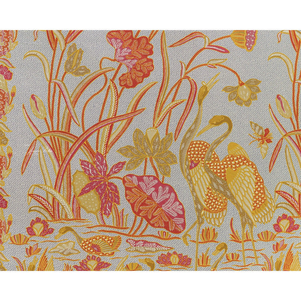 JavaPitu Rok Lilit - Kain Batik katun Premium bunga LotusGarden Merah, Halus 2 meter - 6463