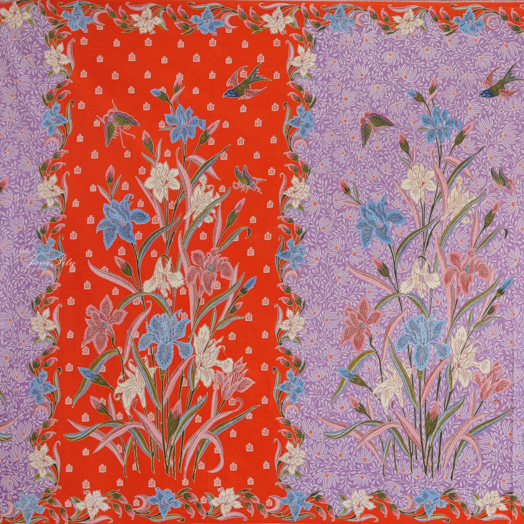 JavaPitu Rok Lilit - Kain Batik katun Premium Bunga Iris Flower Coklat soga - 2 meter - 6475